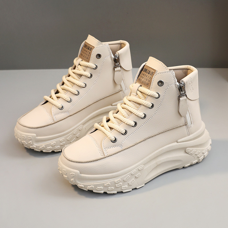 ZY Igh Top For Women In Autumn New S Round Toe Thick Sole Elevated Casual Board Shoes Street Photo Instagram Outdoor