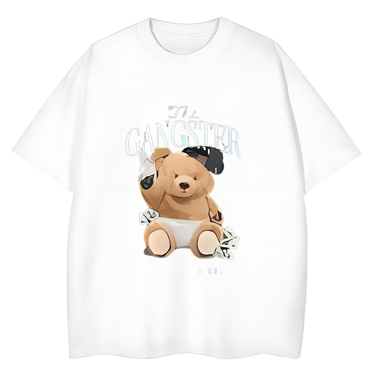 High Quality T-Shirts bear Short Sleeve Soft Street wear Hip Hop Graphic 230g Cotton Men Tops Tees Custom Tees Shirts