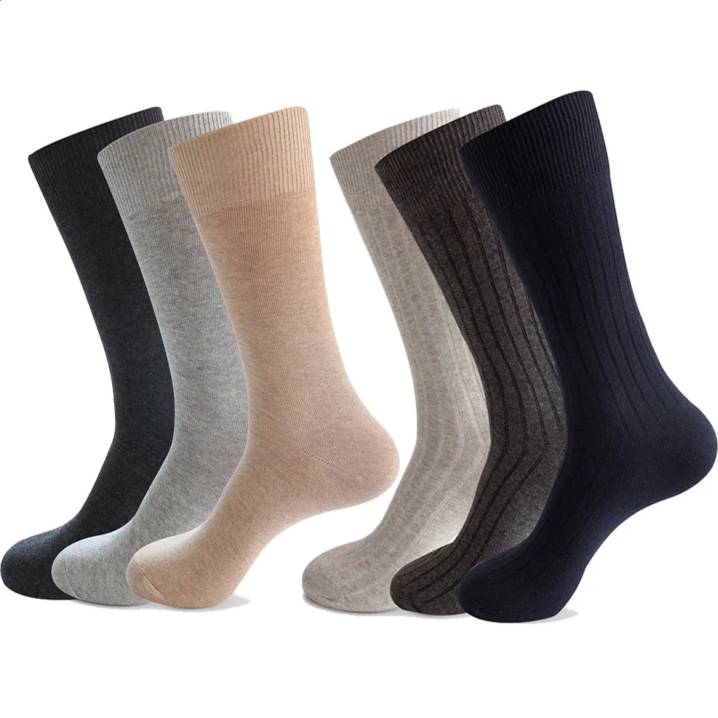 6 Pairs Large Mans Cotton Office Socks Long Solid White Black Mid-Calf Business Formal Sock Casual Plus Size 45 47 48 49 50 240812