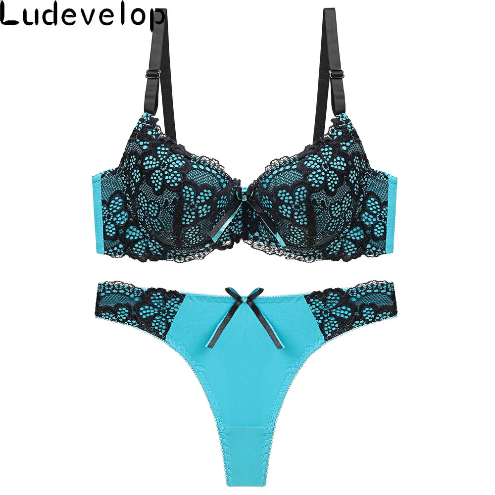 Good Quality Sexy Brassiere Embroidered Underwear Set ABC Cup Women Bra Set Push Up Lace Bra Thong Sets 240812