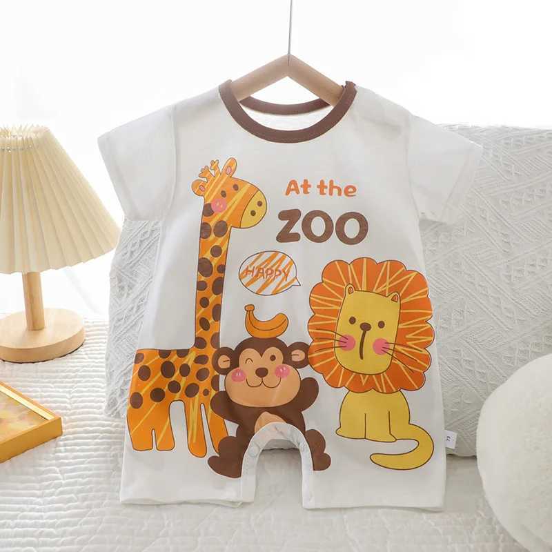 New summer baby crawling clothing newborn childrens jumpsuit boy baby thin girl short sleeved jumpsuit W240812