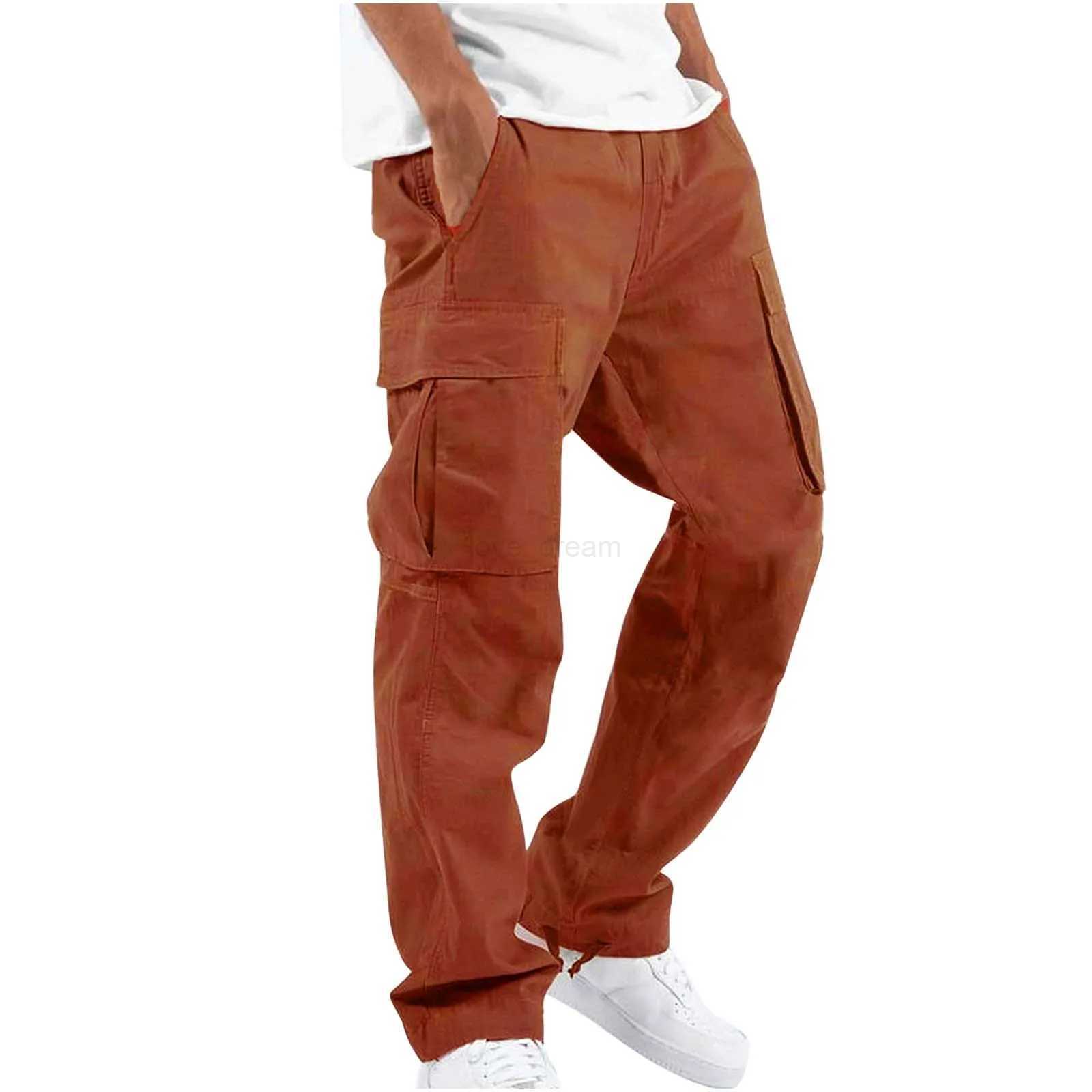 2022 Mens casual Cargo Cotton pants men pocket loose Straight Pant Elastic Work Trousers Brand Fit Joggers Male Super Large SizeXJ240813