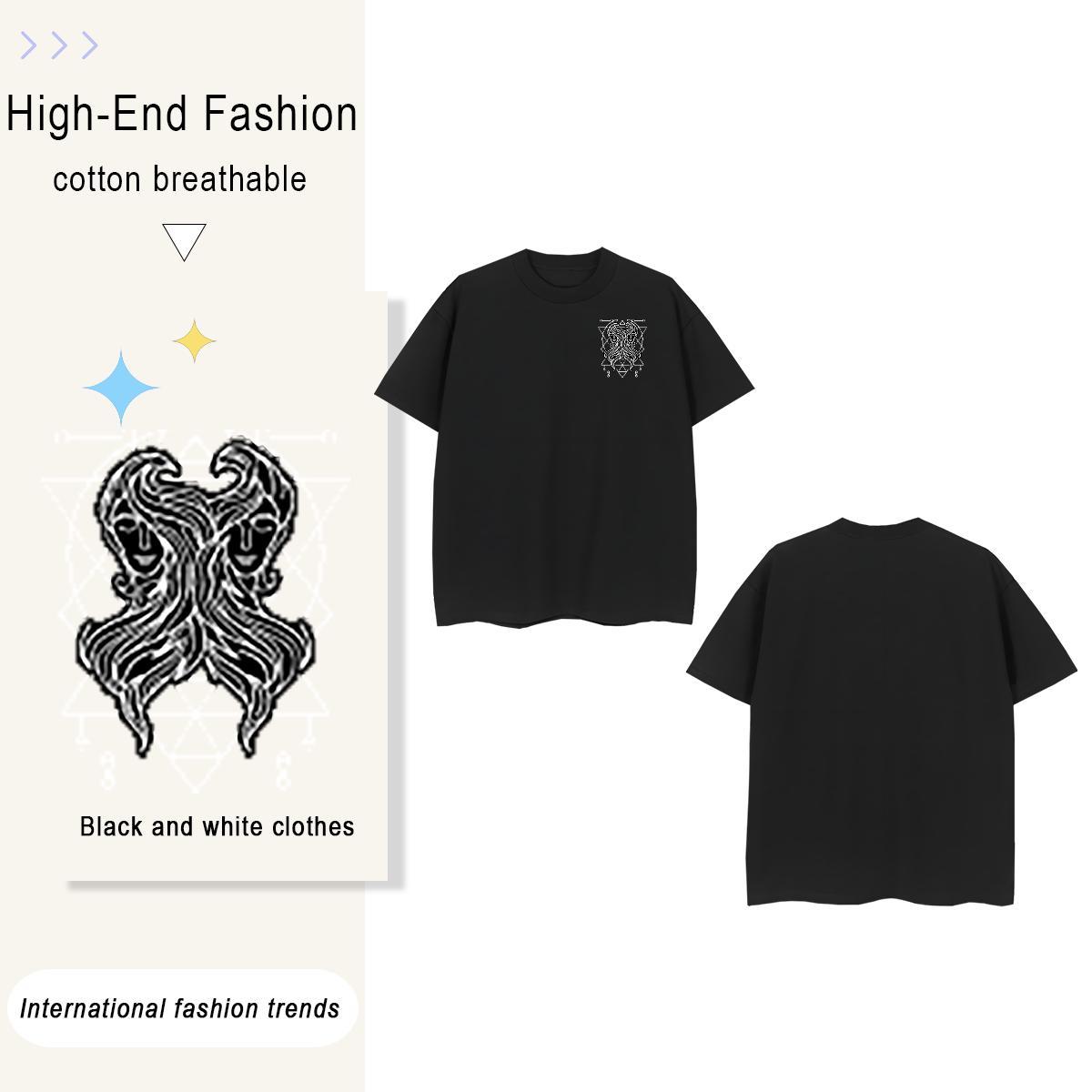 Man T Shirts 230g 100% Cotton creature Home Outdoor Pure Cotton Custom Cartoon Tshirt for Man Woman Factory Direct Loose Fit Tops Shirt