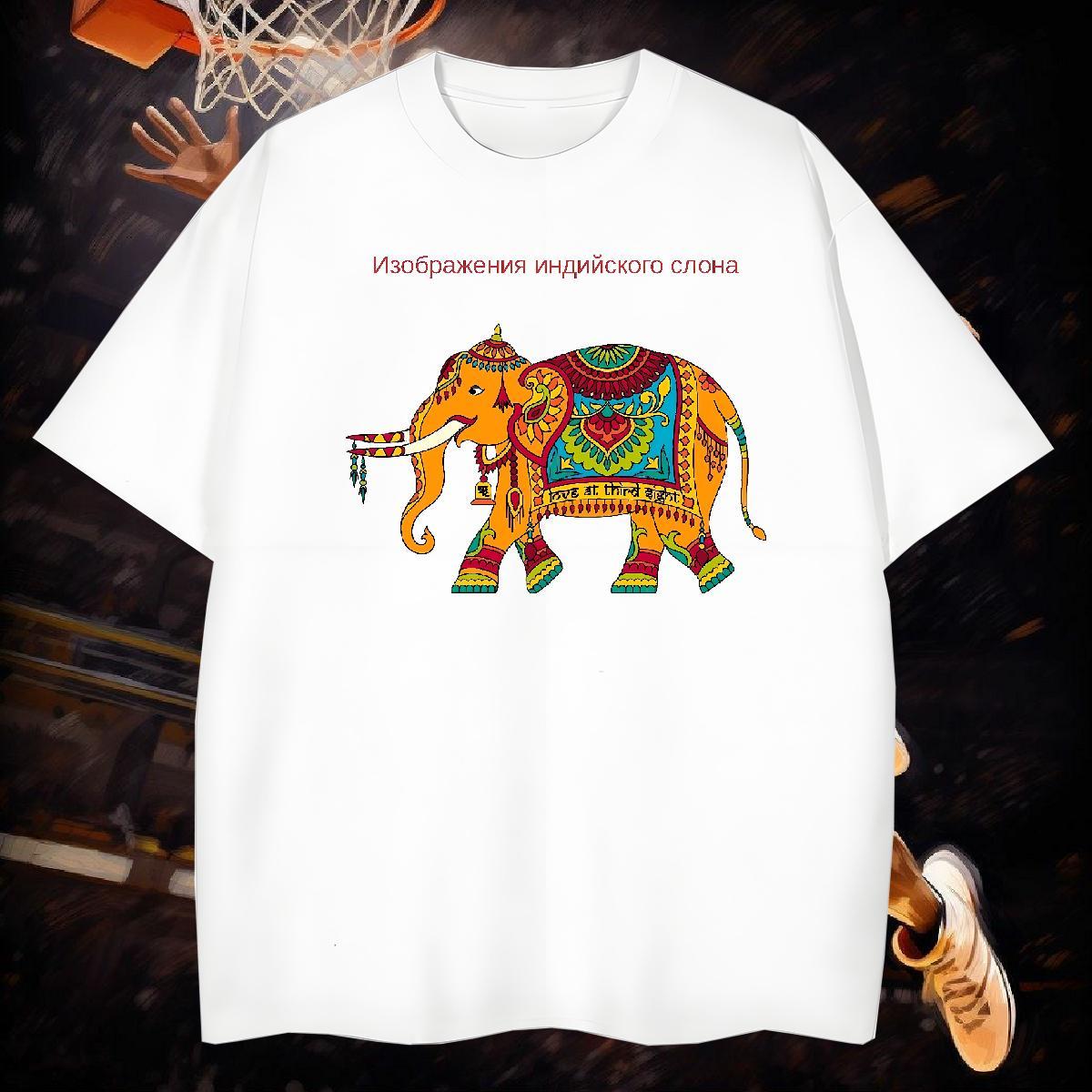 T-Shirts 230g Pure Cotton elephant Street Casual Short Sleeve Soft Cartoon Printing L-4XL Couples T Shirts Designer Cool Tees