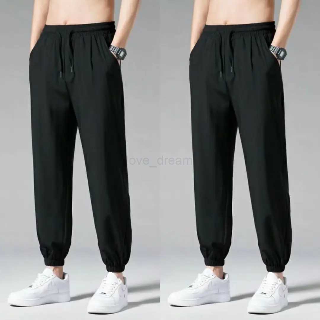 Mens Summer Thin Jogger Hiphop Pants New Men Straight Tube Loose Wide Leg Tied Casual Sports Pants Fashion Mens SweatpantsXJ240813