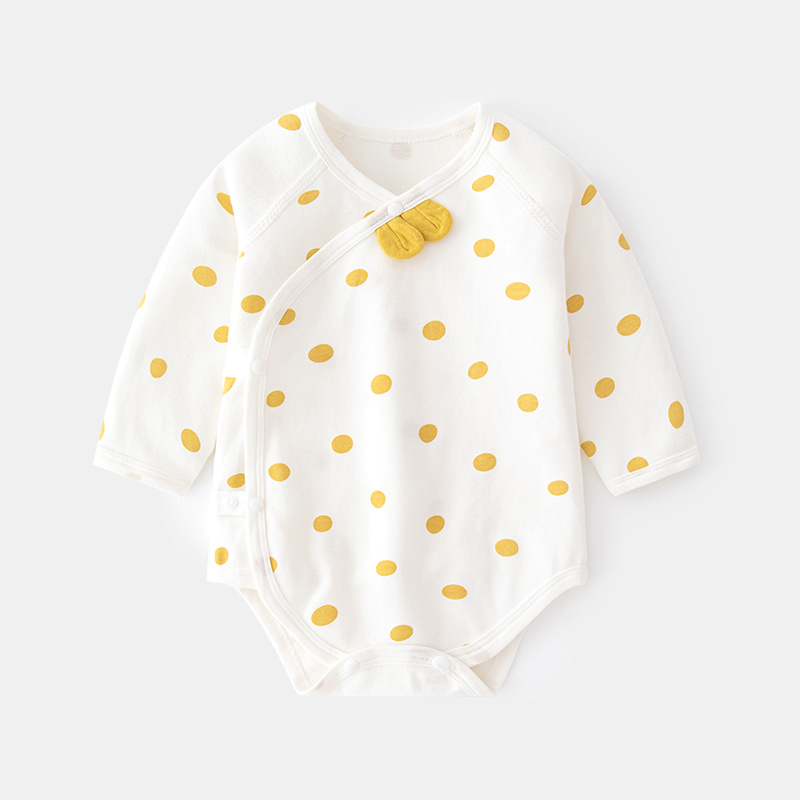 Baby Spring and autumn baby triangle ha clothing cotton long sleeve polka dot onesie newborn boneless crawl suit