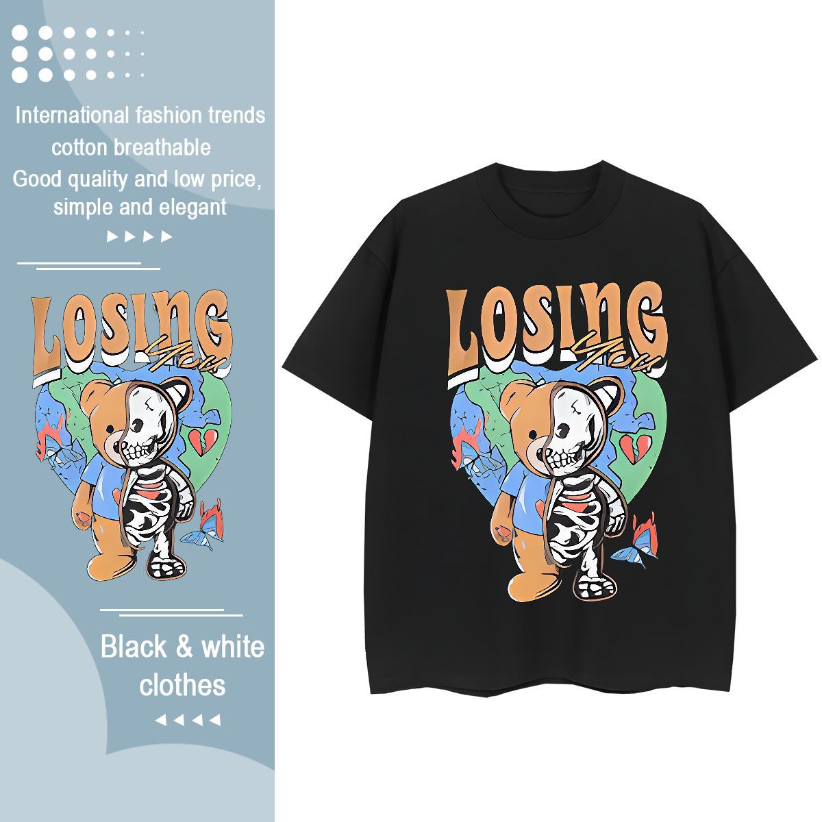 High Quality T-Shirts bear Breathable Crew Neck Street Wear Oversized 3XL 4XL 230g Pure Cotton Men Tshirts Custom Tees Shirts