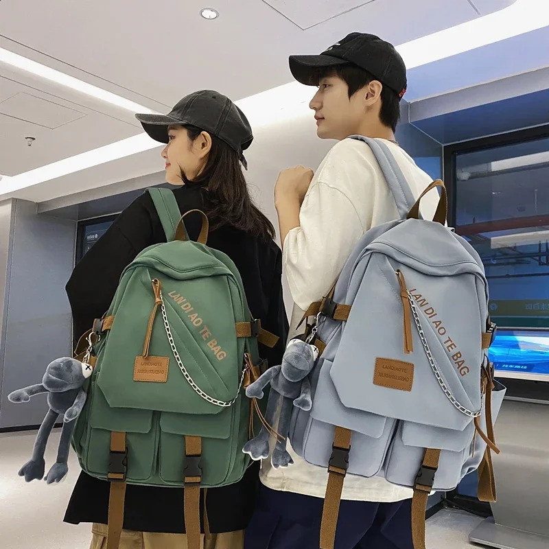 Large fashion mens backpack waterproof nylon Rucksack suitable for teenagers Kawaii womens cool lover travel shoulder Mochila 240813
