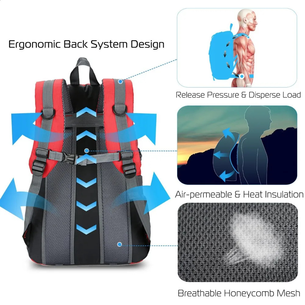 Waterproof hiking bag suitable for both men and women lightweight daily backpack portable camping 240813