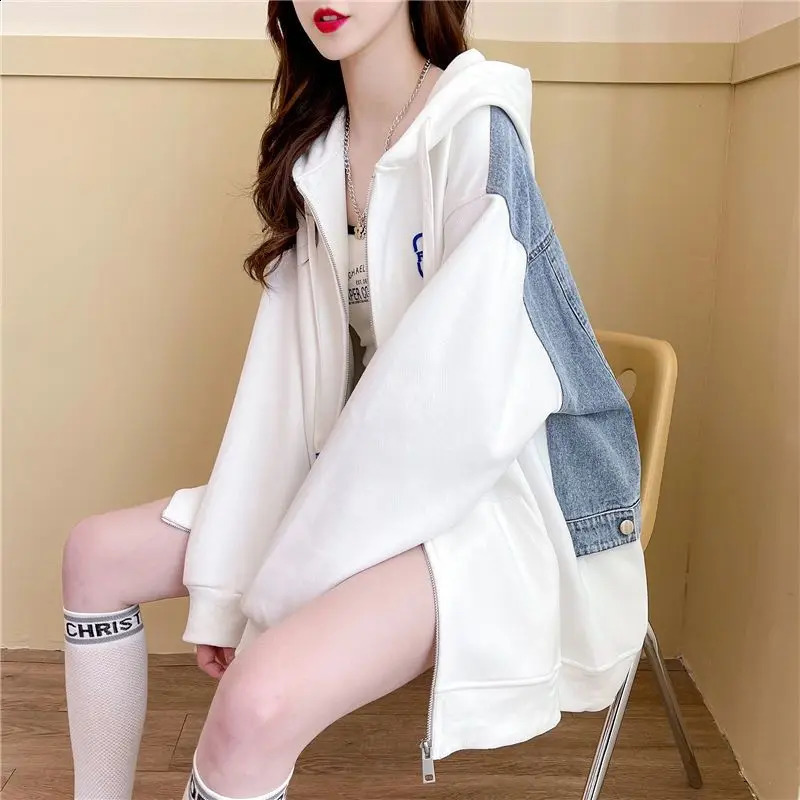 Sport Black Full Zip Up Hooded Womens Sweatshirt Woman Clothing Grey Hoodies with Zipper Long Sleeve Top 2000s Basic M Emo Goth 240813