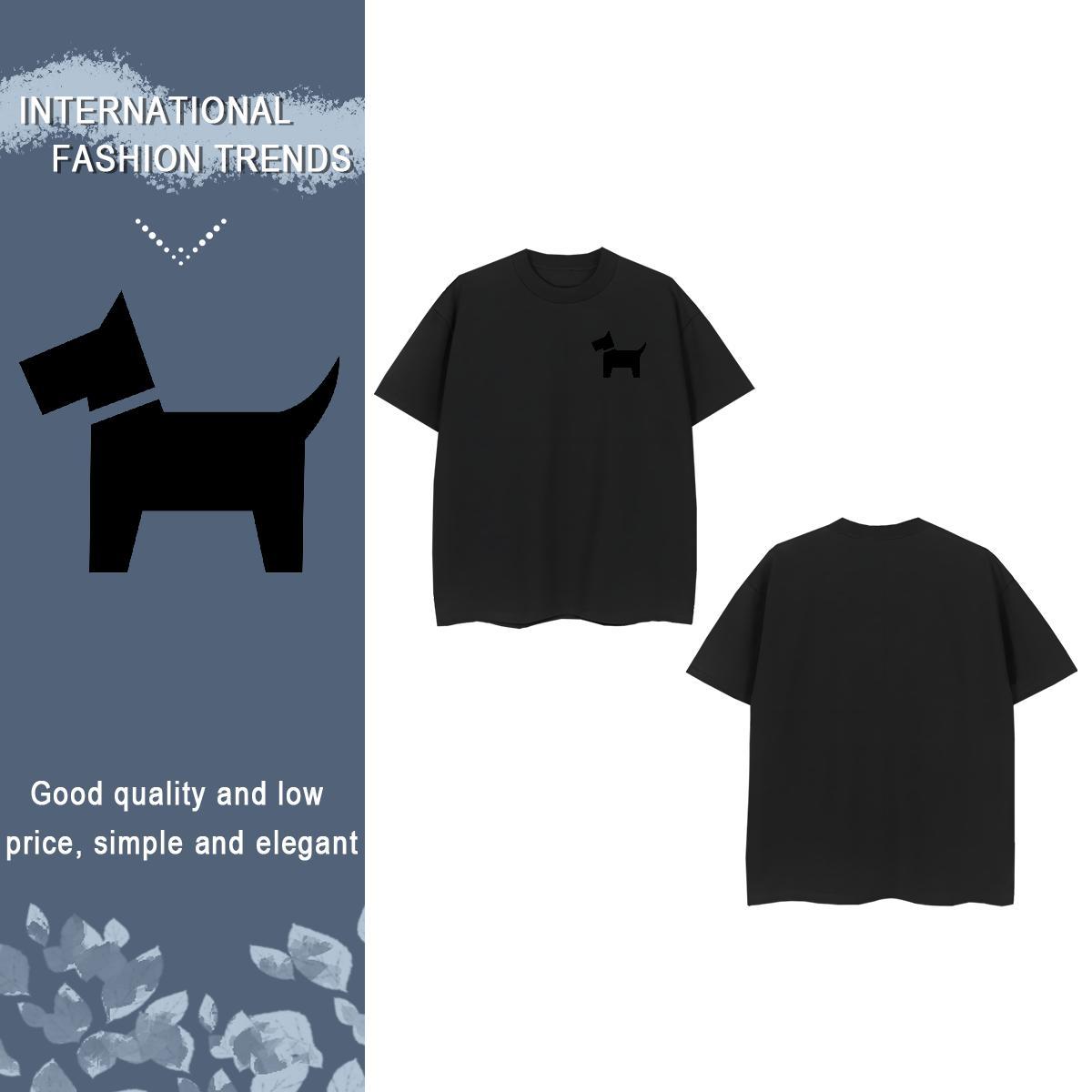 Man T Shirts 230g Pure Cotton Dog Casual O Neck Short Sleeves White Plus Size Mens Tshirts 2024 New Unisex Tee Shirt