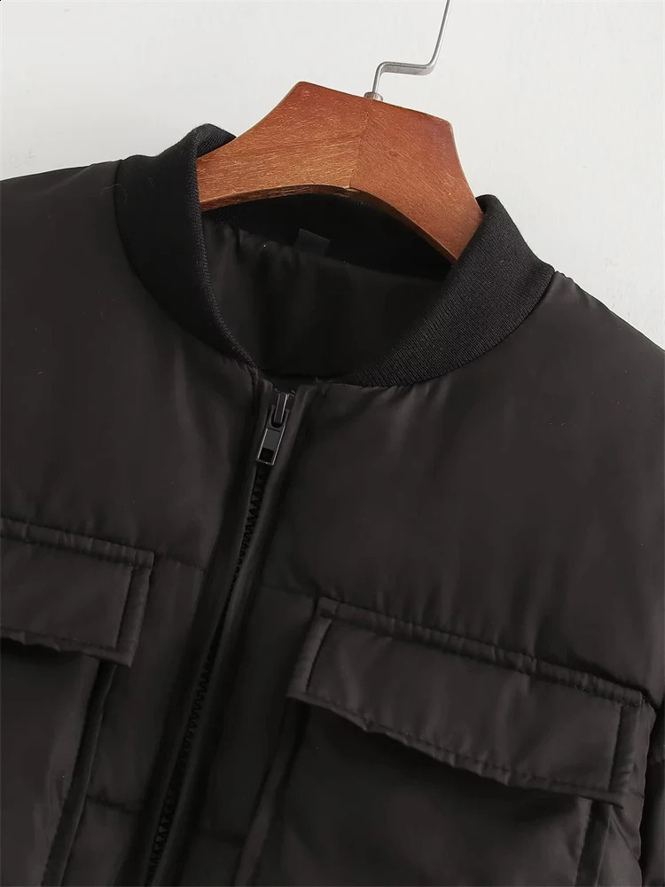 Womens 2024 Casual Long Sleeve Zipper Fly Short Bomber Jackets Chic Lady Waist Drawstring Fashion Spring Autumn Black Parkas 240813