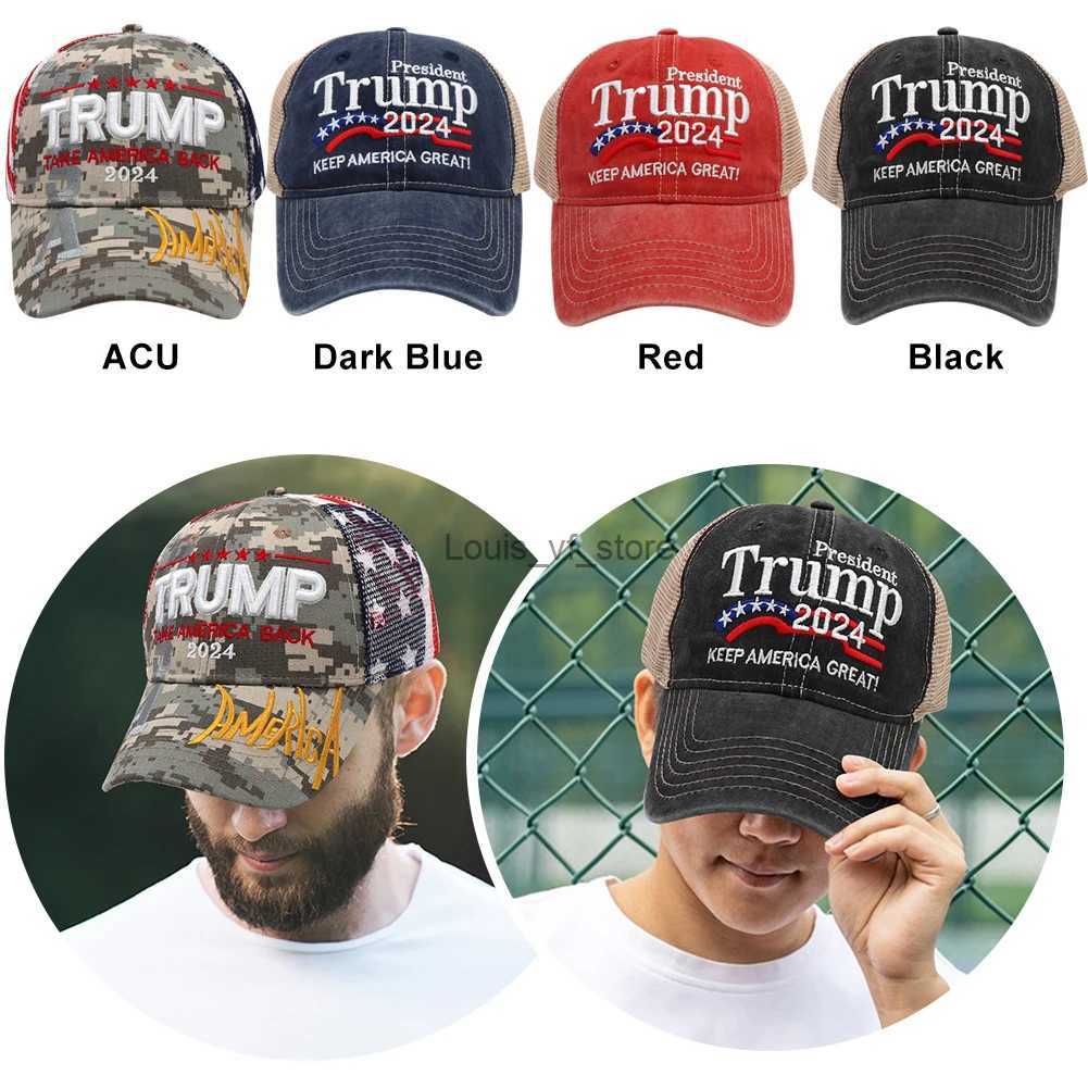 Ball Caps Beanie/Skull Trumps 2024 duckbill hat maintains Americas great casual golf 3D embroidered fashionable sports adjustable outdoor H240813
