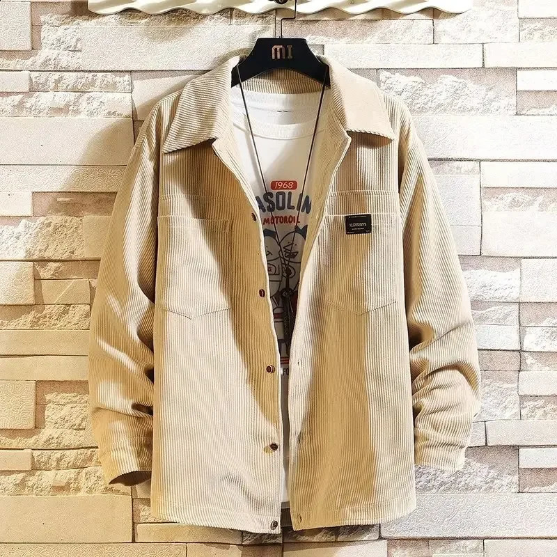 Autumn fashion mens denim work jacket loose fit classic top student casual clothing regular length 240812