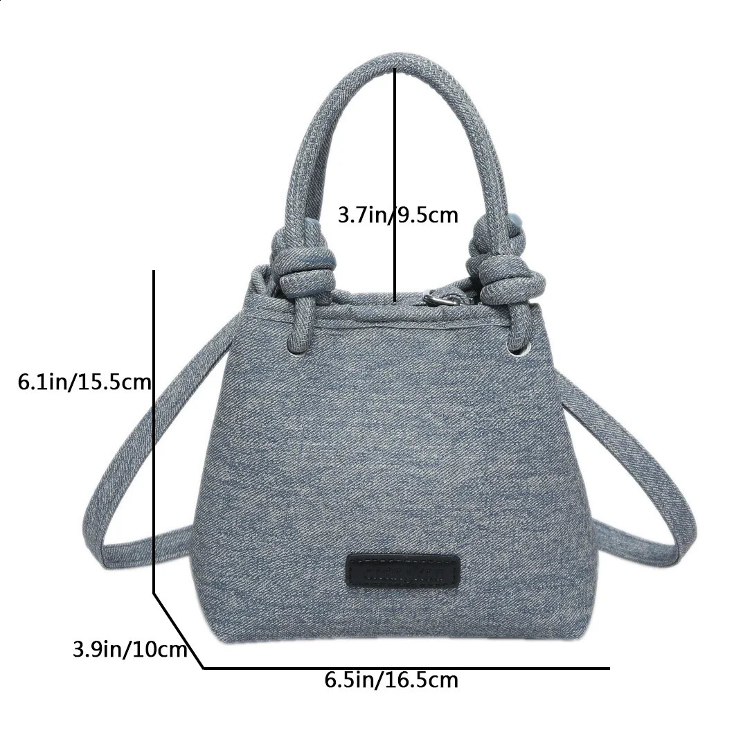 Retro Leather Shoulder Bags for Women 2024 Vintage Underarm Crossbody Handbags and Purses Denim Blue Female Bag Day Clutch 240812