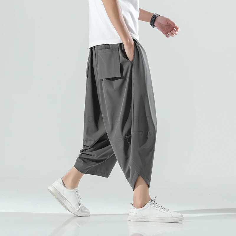 Vintage Harem Joggers Men Calf-Length Pants Streetwear 2024 Solid Color Casual Summer Pants Male Harajuku Fashion TrousersXJ240813