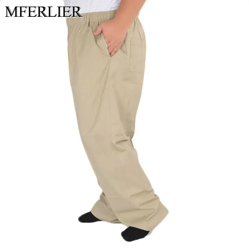 MFERLIER Summer Pants Men 5XL 6XL 7XL 8XL 9XL 10XL 11XL 12XL 13XL Waist 150cm Plus size Loose Trousers 240812