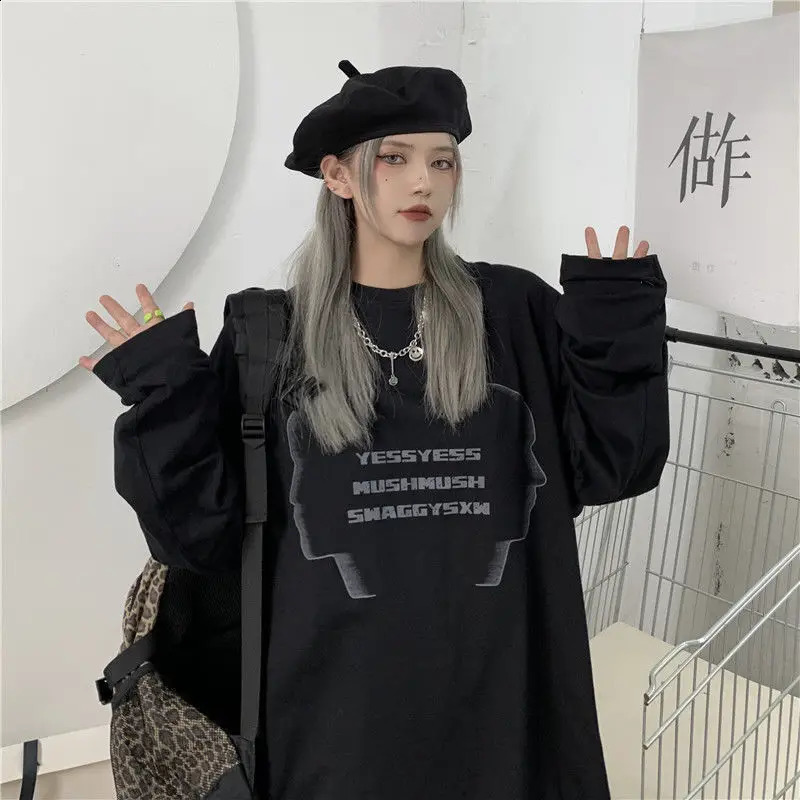 emo t shirt for men summer vintage letters print Long sleeve tee anime y2k top harajuku casual Oversized gym t-shirts streetwear 240812