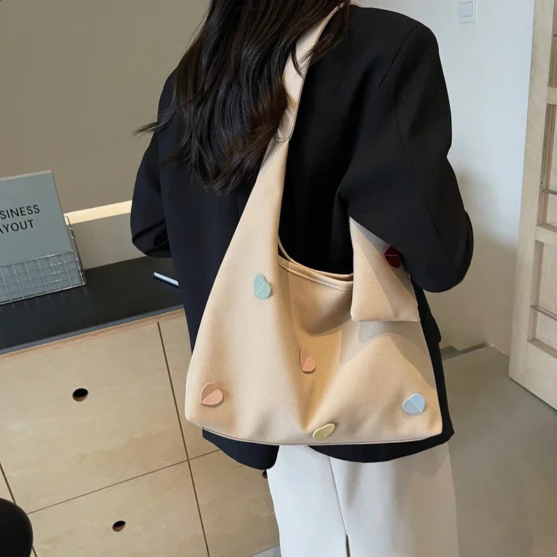Sewing thread casual shoulder bag solid indoor company selling womens zipper canvas handbag 240813