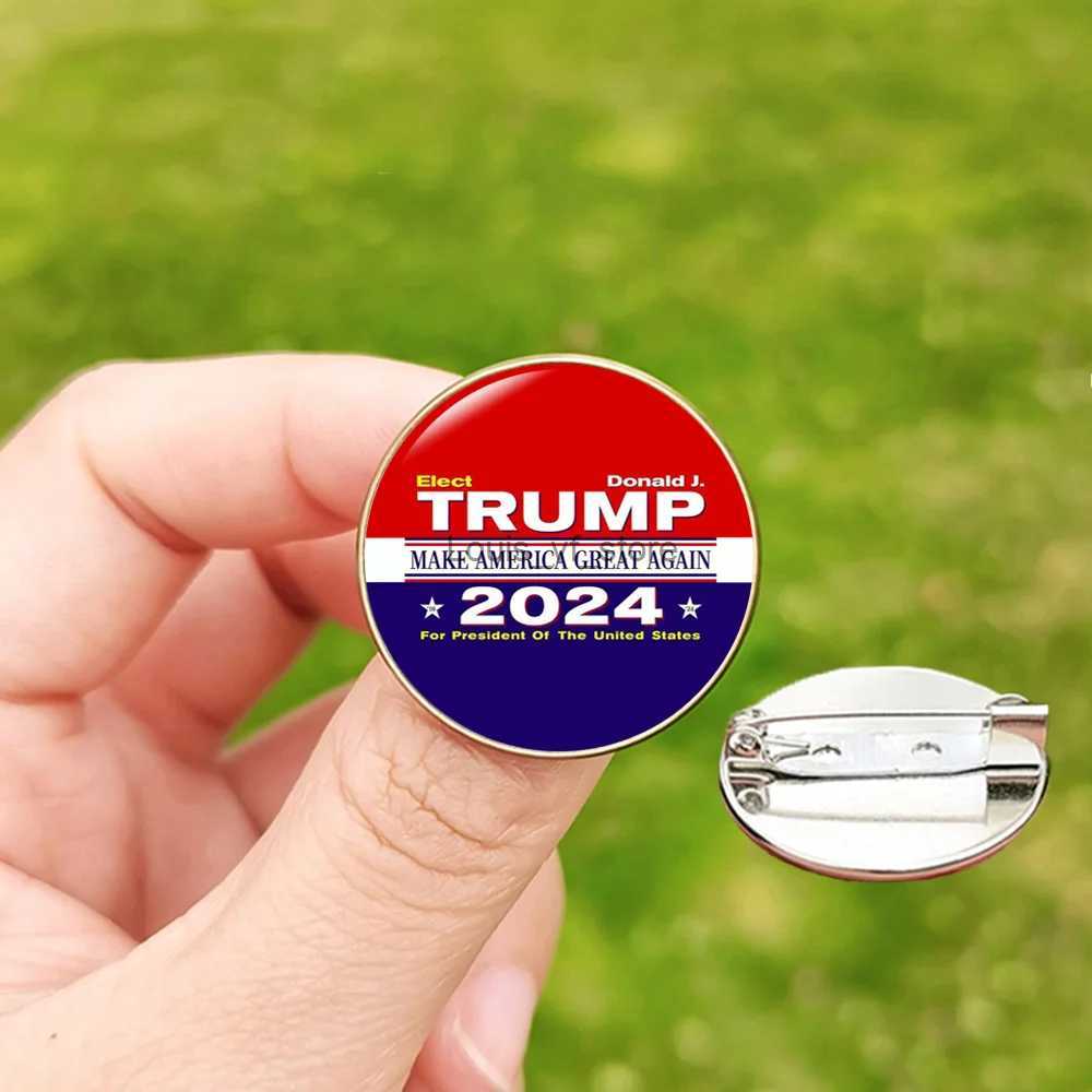 Pins Brooches In 2024 Trumps lapel pin and humorous printing of the American flag once again saved lives mens glass dome brooch womens bag accessories