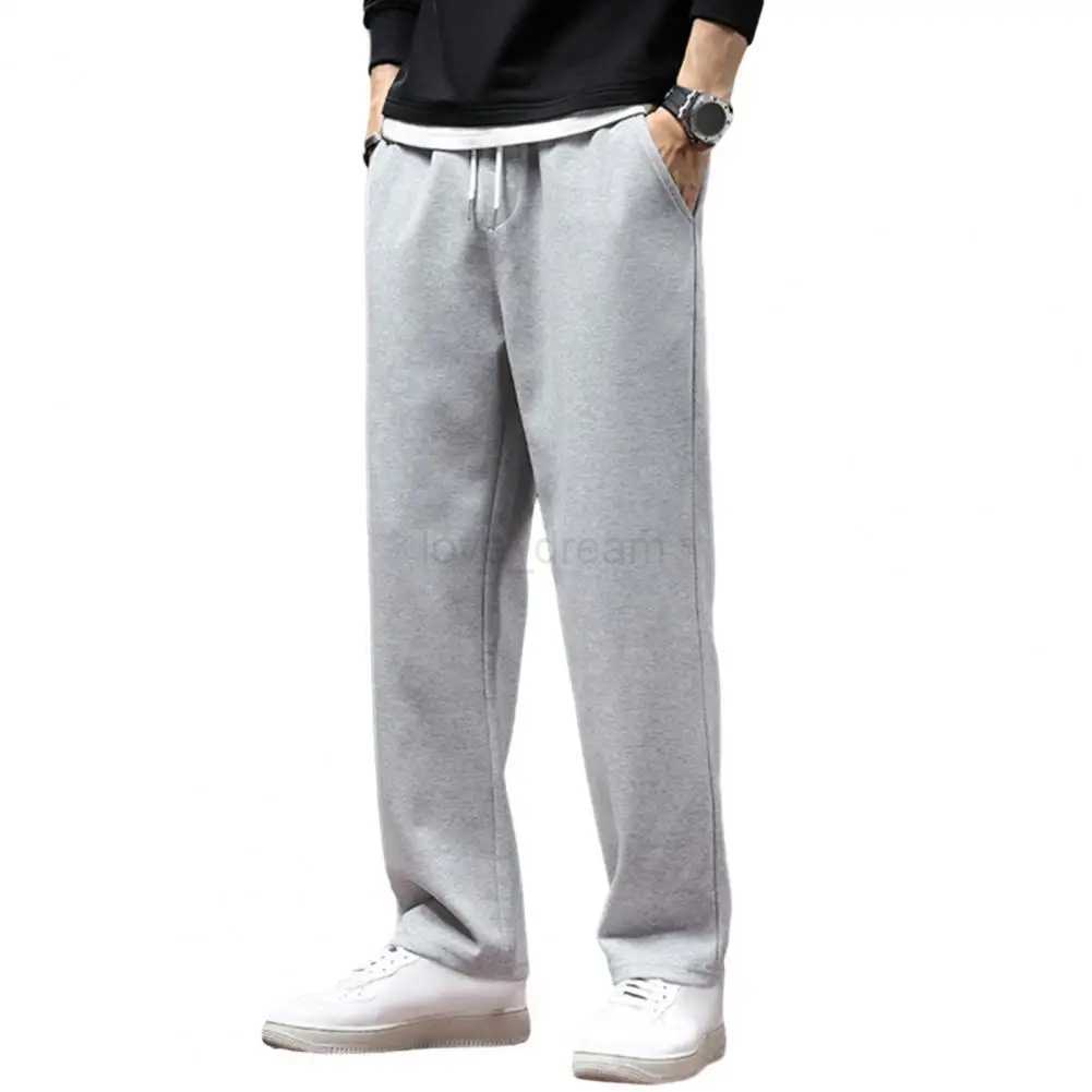 Straight Track Trousers Mens Autumn Casual Jogger Pants Loose Wide Leg Sweatpants with Drawstring Elastic Waist for FashionableXJ240813