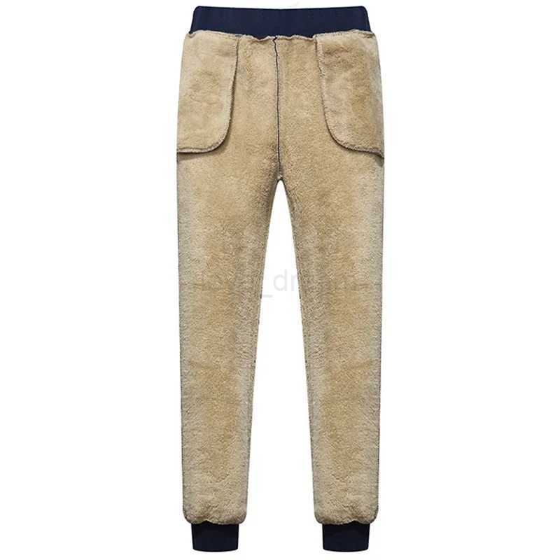 Track Pants Elastic Waist Sport Casual Trousers Fitness Clothing Black Grey Cashmere Sweatpants Lamb Wool Plus Size Men JoggersXJ240813