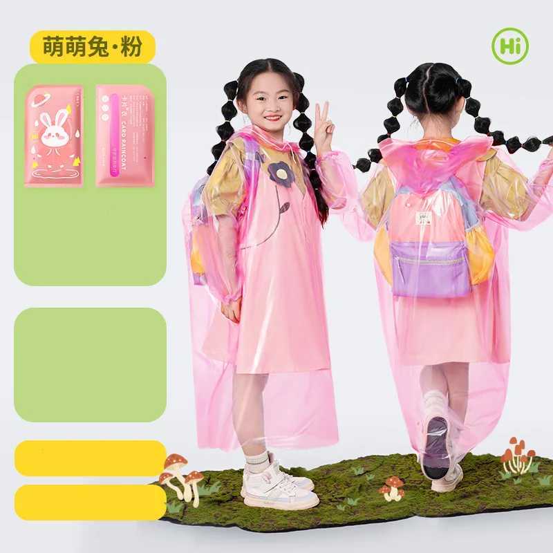 5PCS Childrens Portable Raincoat Travel Outdoor Rainwear Waterproof Boys Girls Disposable Camping Rain Cover Travel Supplies Y240810