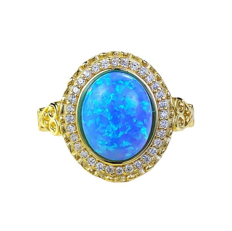 Sterg Sier Oval Cut Opal Moissanite Eternity Wedding Band