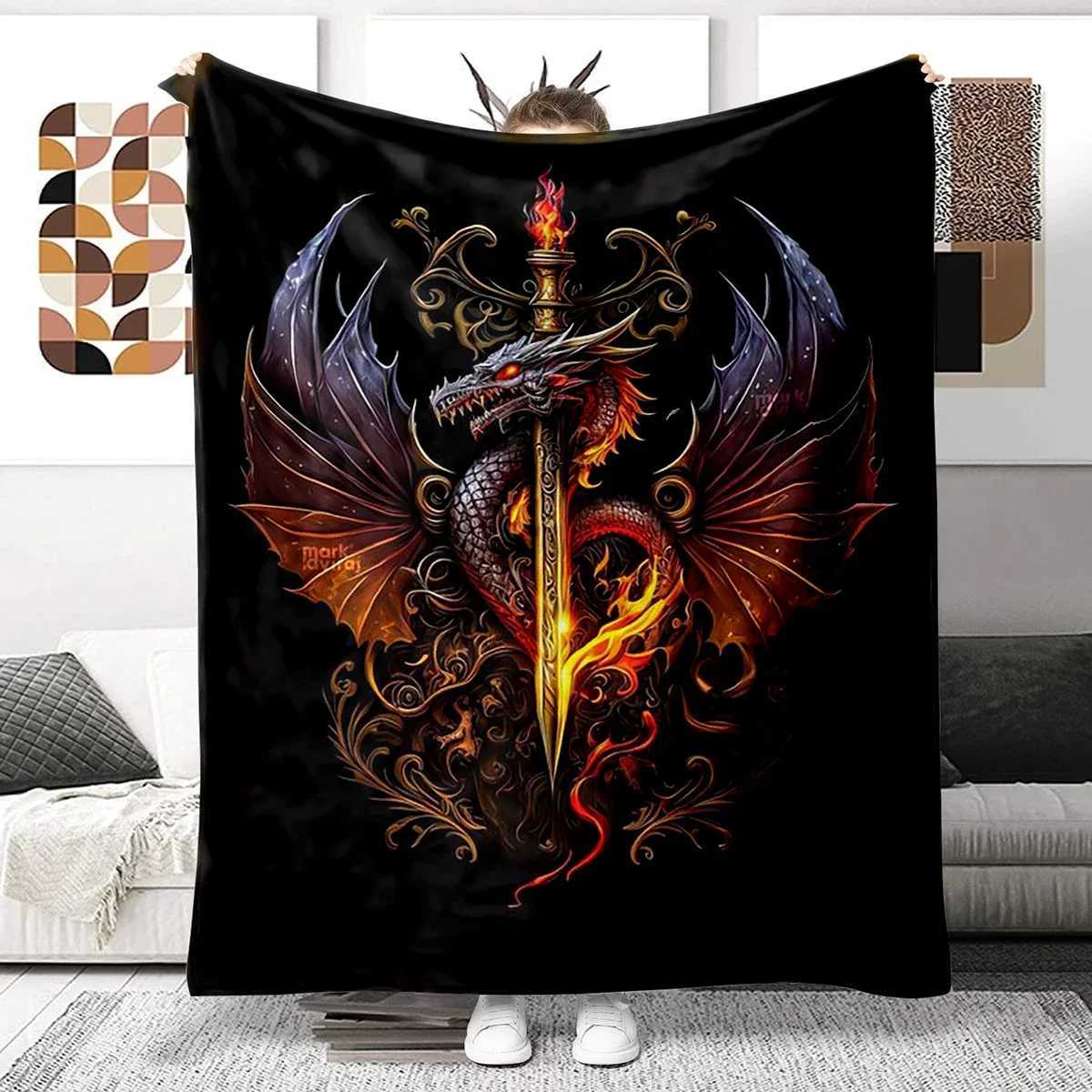 Animal Dragon Blanket Ultra Lightweight Soft Plush Flannel Throws Blanket for Sofa Bed Couch best Office GiftsXJ240813