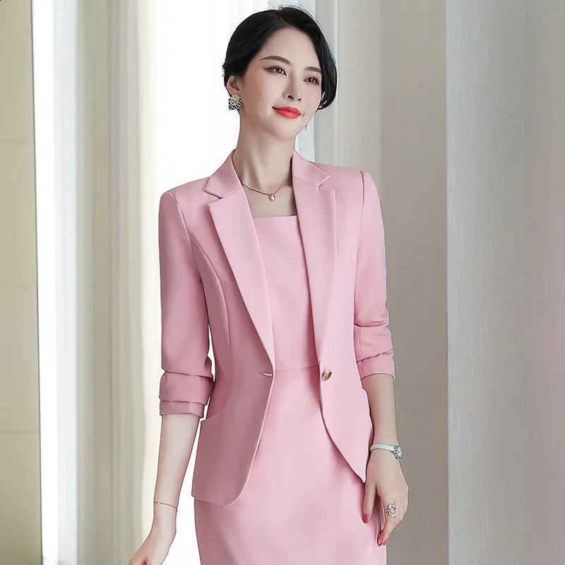 Elegant Jacket Set for Women Business Work Uniform Office Professional Two Piece Fashion 240812