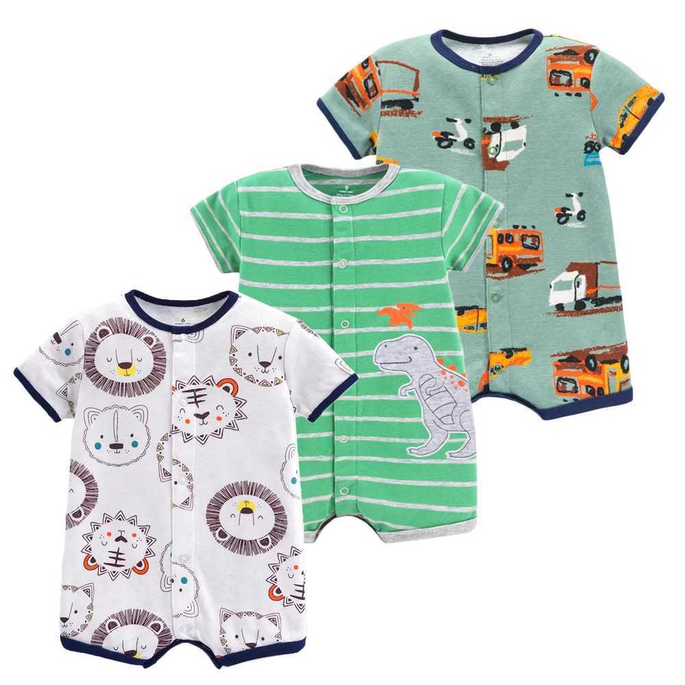 Baby mens jumpsuit summer baby womens clothing childrens short sleeved clothing 100% pure cotton newborn jumpsuit 0-24M W240812