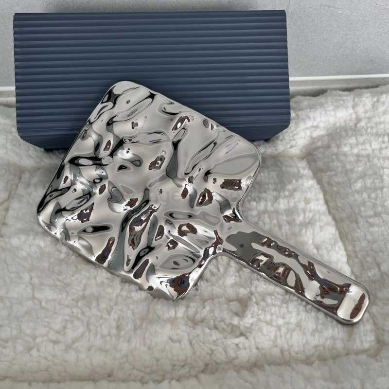 Electroplated Handle Makeup Mirrors Beauty Portable Round Hand Square Hand Small Make Up MirrorXJ240813