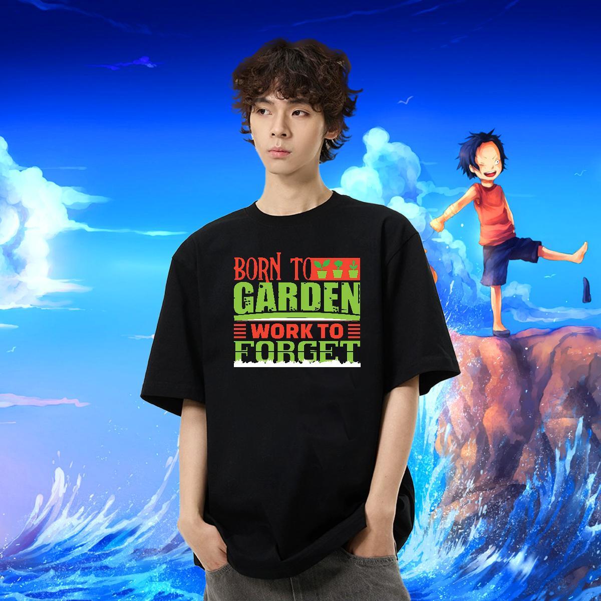 Brand Men Tops Tees Sports Casual 100% Cotton 230g Cartoon Print O Neck Short Sleeves letter T Shirts Men Custom Clothes