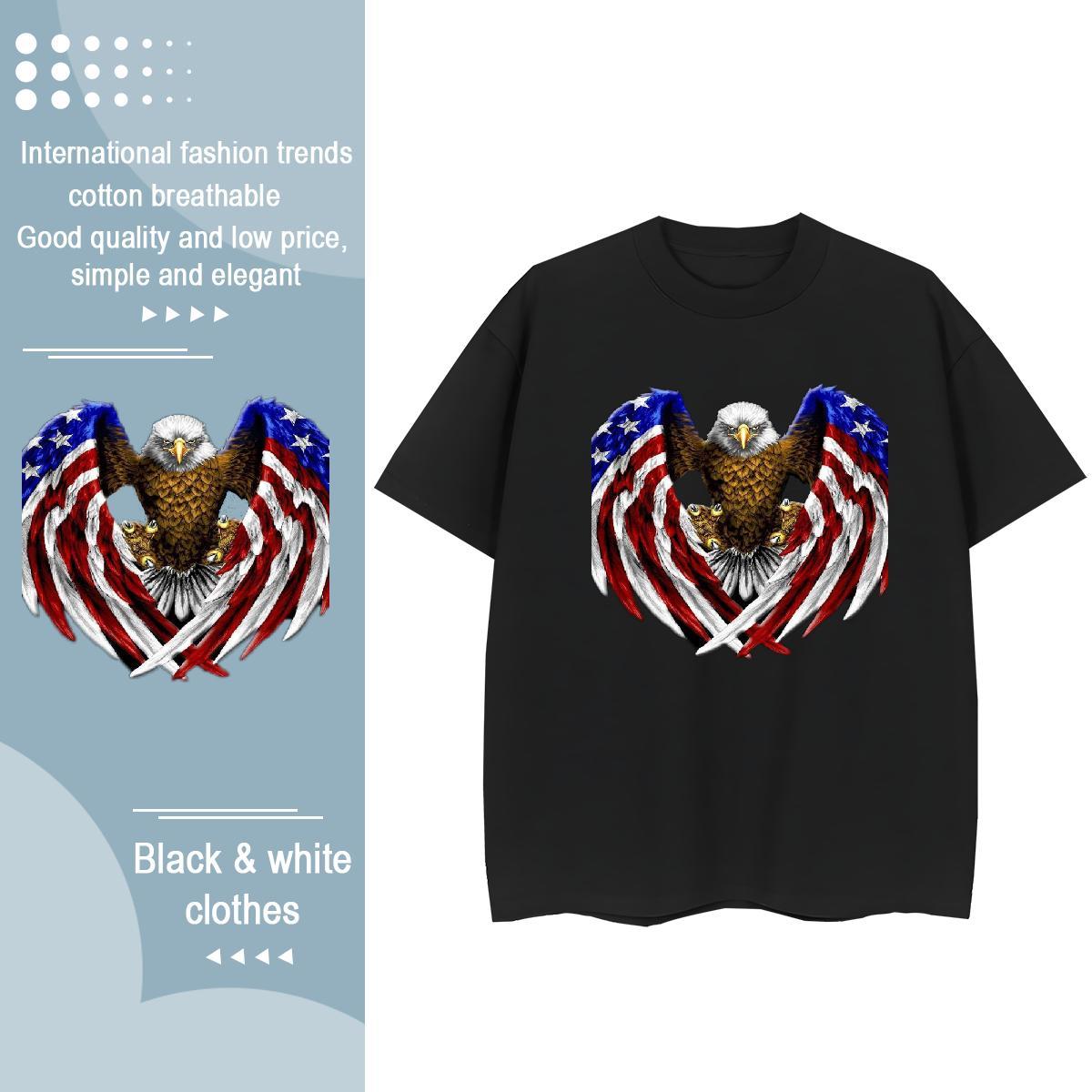 Classic Man T Shirts eagle Crew Neck Breathable Daily Wear Cartoon Print 230g Pure Cotton Couples T Shirts Designer Fashion Clothings