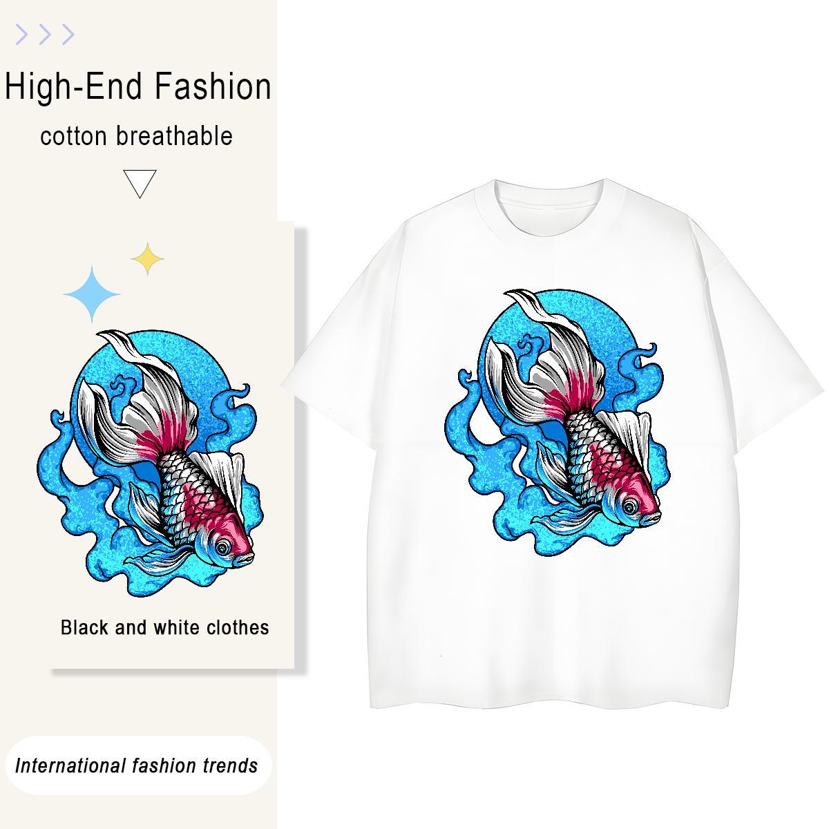 New Designer Men Clothes T-Shirt Casual Beach 230g Cotton Tops Breathable Short Sleeve Cool Design T Shirt For Man Plus Size Cartoon
