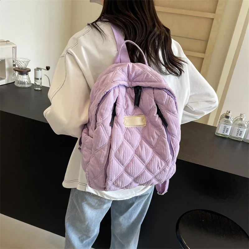 Large Capacity Women Backpack 2024 School Bag Fashion Space Cotton Shoulder Female Handbag Casual Travel Backbag Big 240812