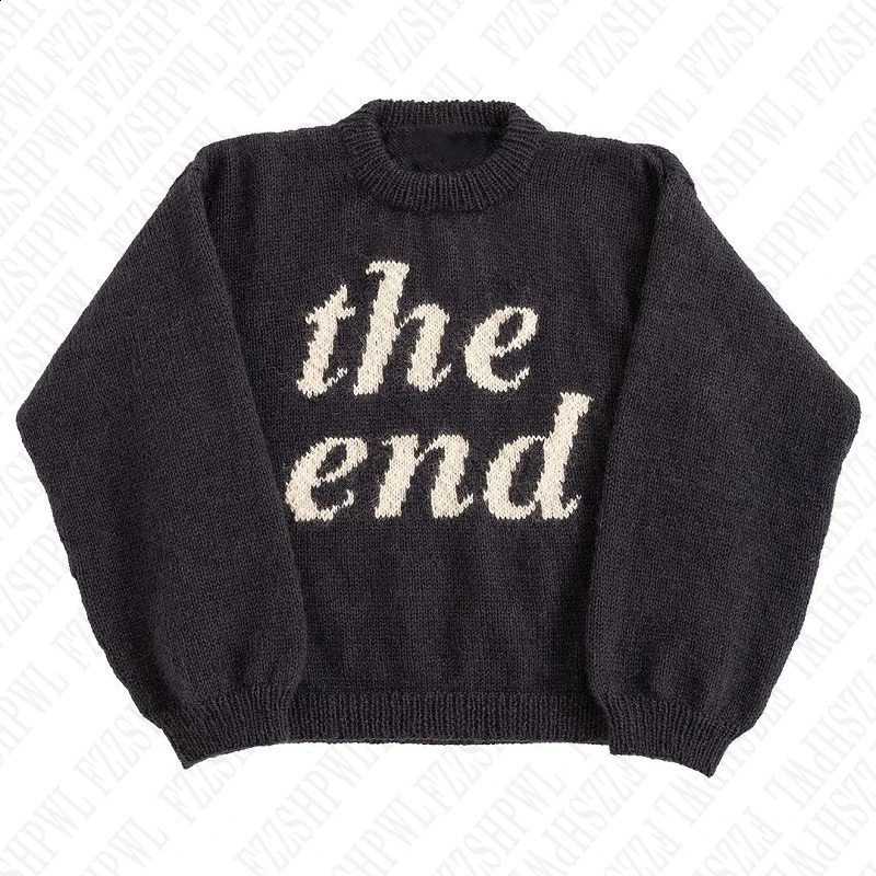 Y2k Knitted Sweater Acrylic Harajuku Letter Graphic Aesthetics Grunge Goth Long sleeved Vintage Fashion O-Neck Casual Streetwear 240812