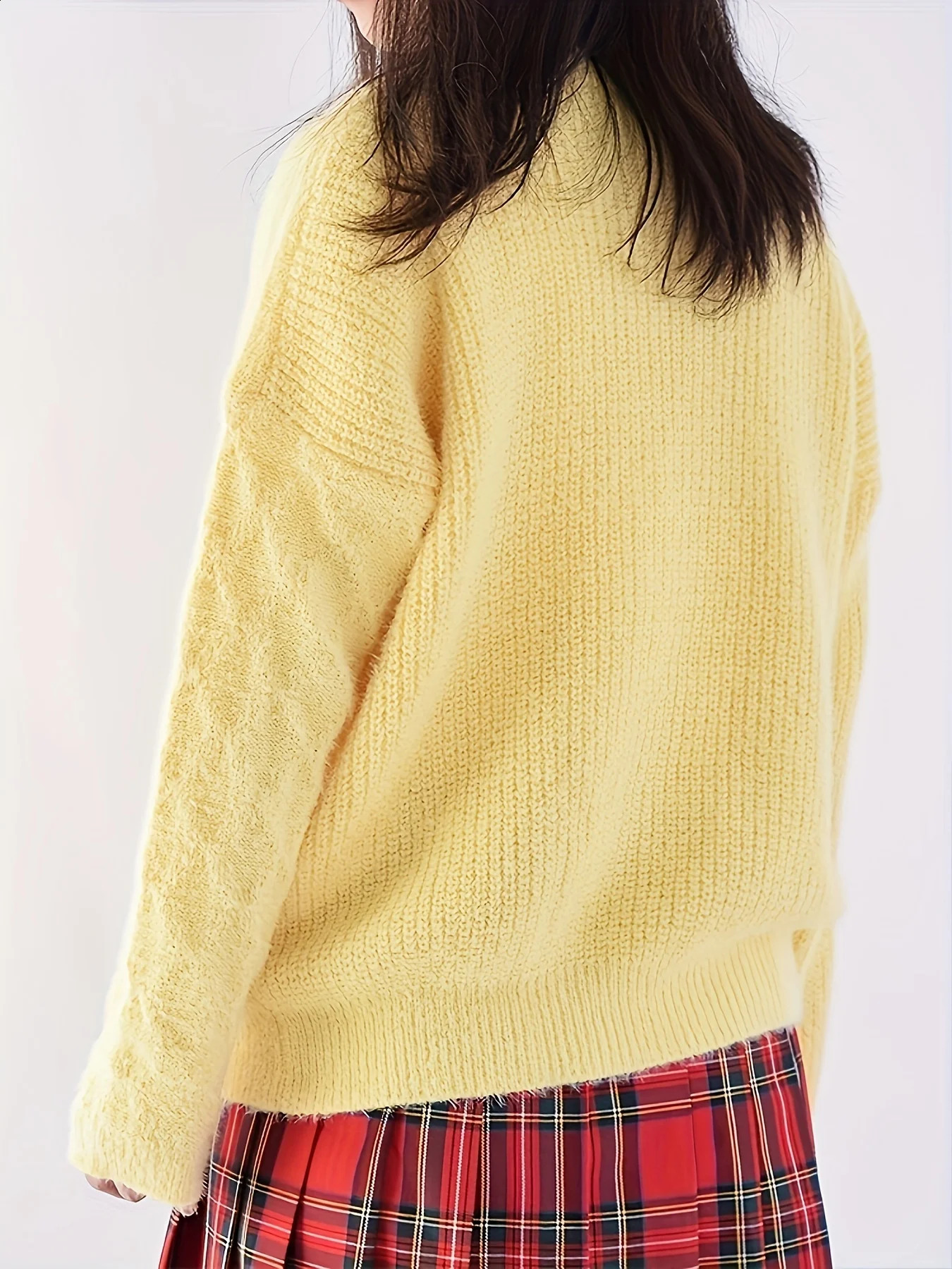 Womens Preppy Style Casual Loose Lazy Pearl Single Breasted V-Neck Knitted Cardigan Sweaters 240812