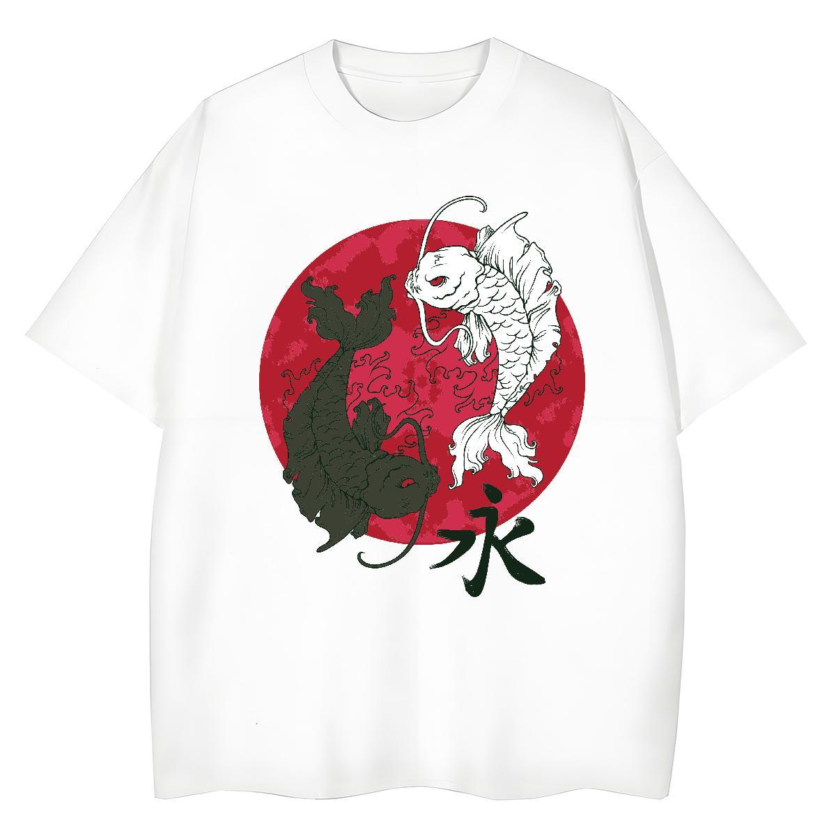 Designer Mens Tshirts Outdoor 230g Pure Cotton Cartoon Print O-Neck Short Sleeve fish T shirt Fashion Design Clothings