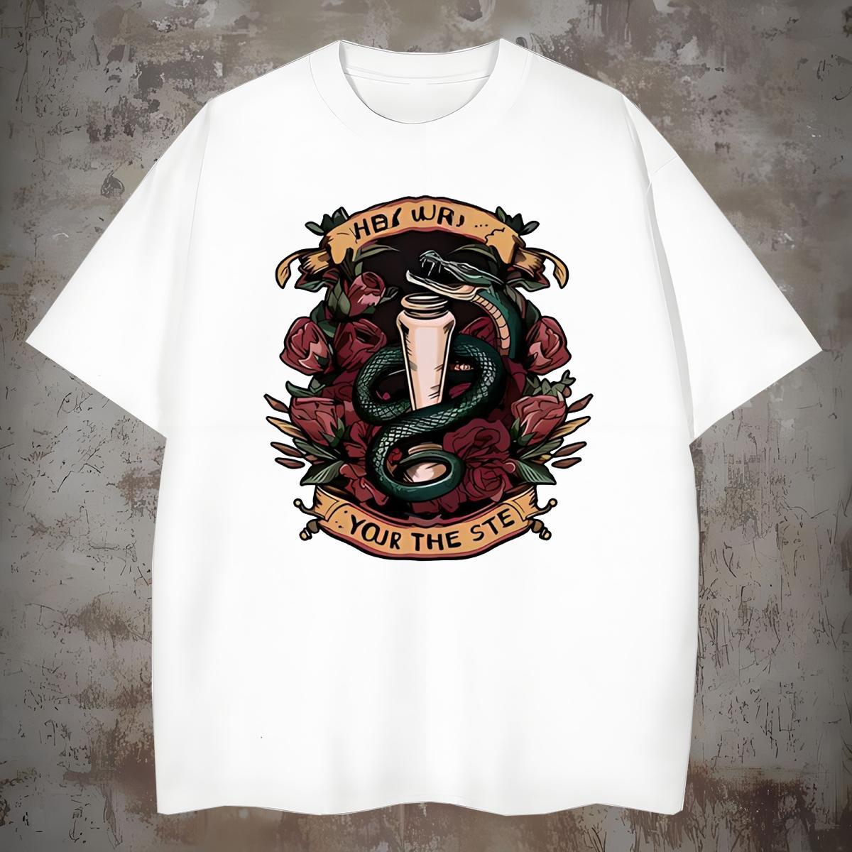 Free Shipping T Shirts Men snake Short Sleeve Soft Anime Printing Street Custom Anime 230g 100% Cotton Men Tees 2024 DIY Wear