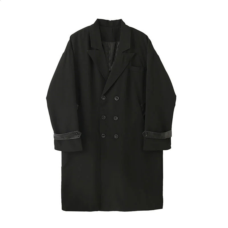 UMI MAO Yamamoto Yohji Classic Allmatch Black Simple Midlength Windbreaker Korean Style Temperament Women Men Trench Coat Y2K 240812