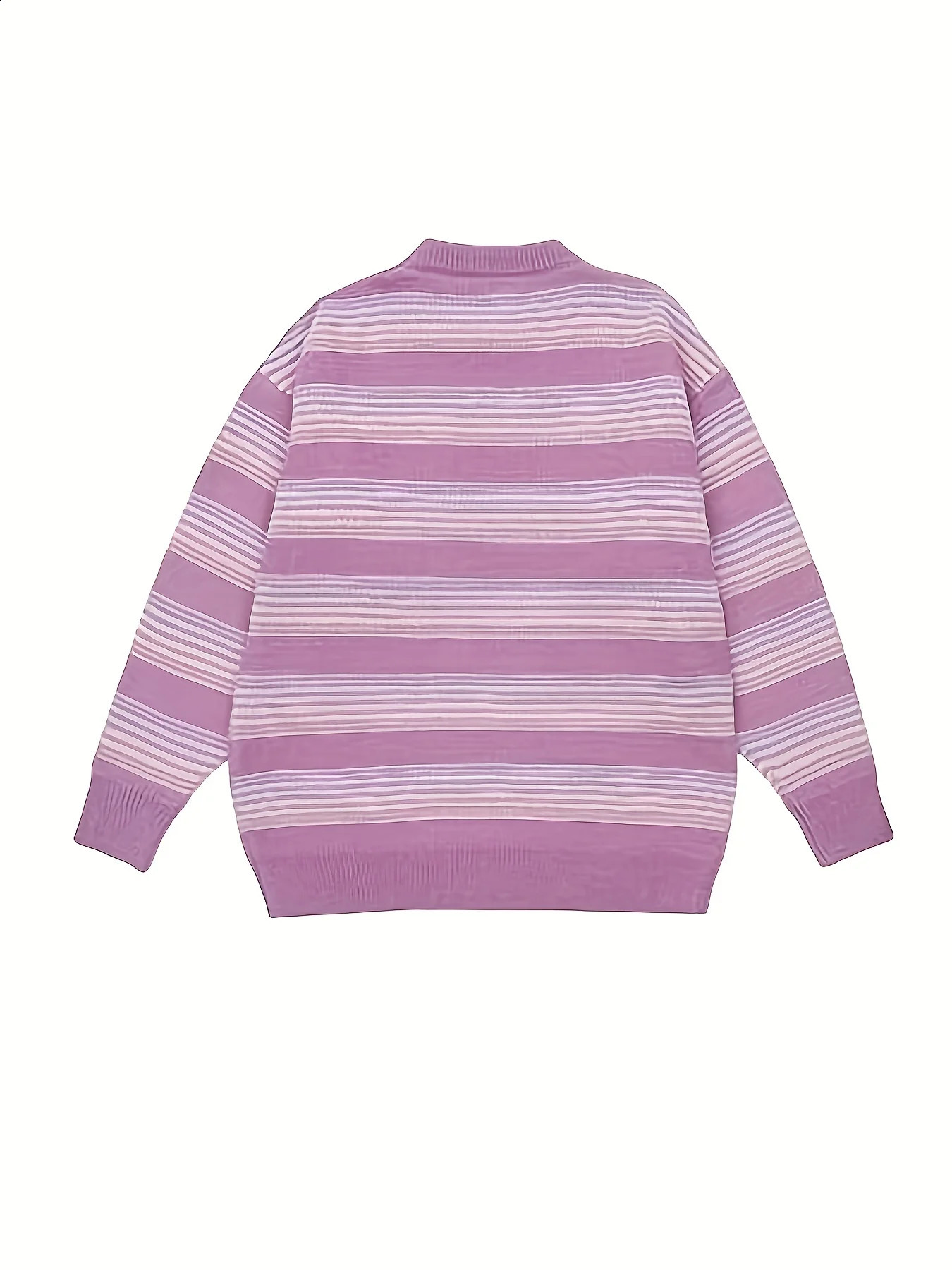 Womens Kawaii Preppy Style Contrast Letter Embroidered Striped Knit Pullover Sweaters Winter Outwear 240812