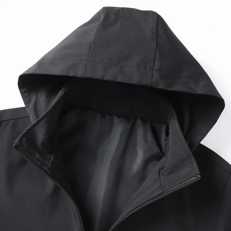 Men Jacket Coats Trench Oversize Hooded Windbreaker Waterproof Plus Size 6XL 7XL 8XL Black Autumn Winter Loose Male Softshell 240812