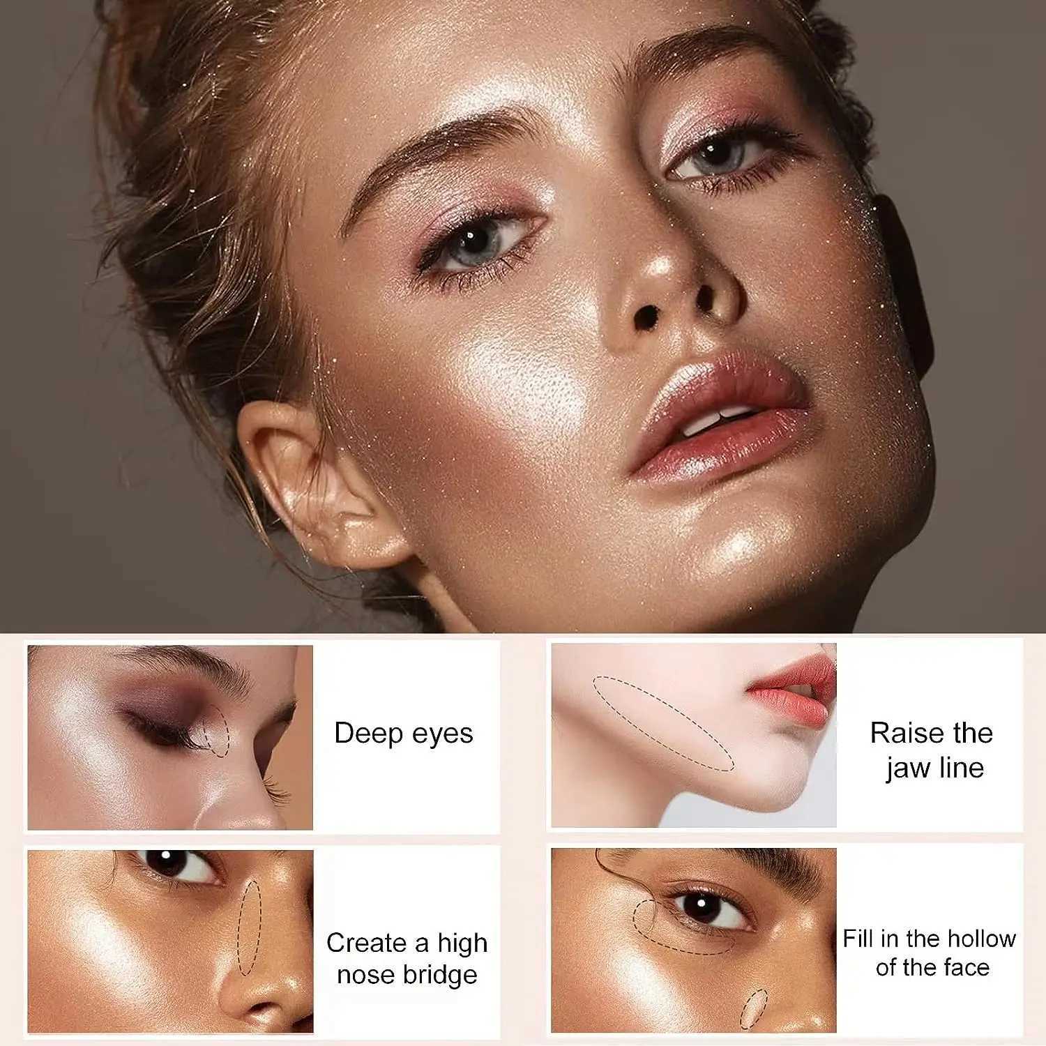 Body Glitter Facial and Body Highlight Powder Sponge Head High Fairy Glitter Powder Bright Makeup Stick W240812