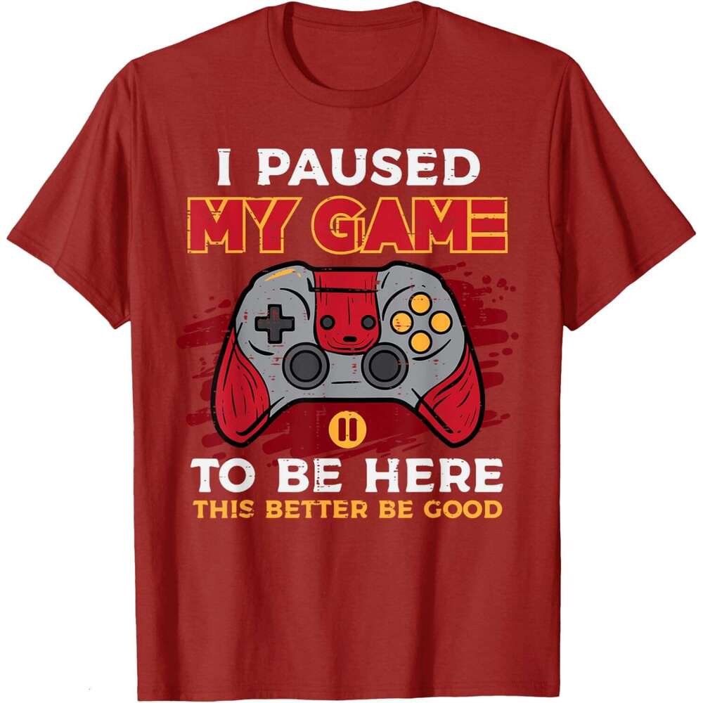 T shirt for Mens Paused My Game To Be Here Gamer Controller T-Shirt Shirts Tshirt Graphic Tee Casual Tops Clothes Short sleeve