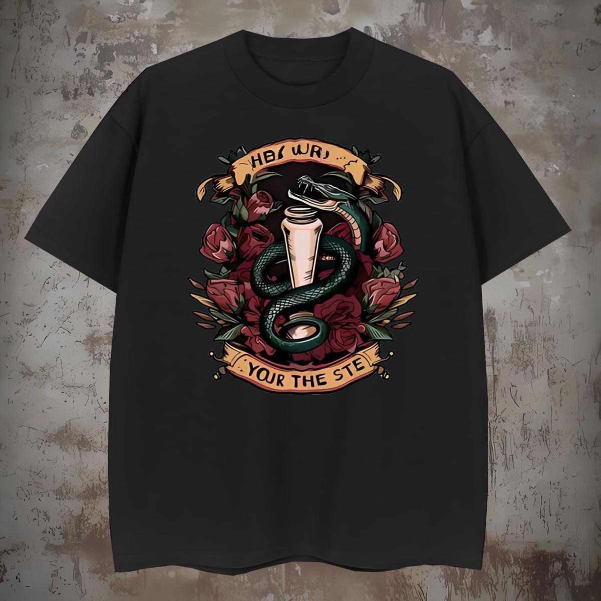 Free Shipping T Shirts Men snake Short Sleeve Soft Anime Printing Street Custom Anime 230g 100% Cotton Men Tees 2024 DIY Wear