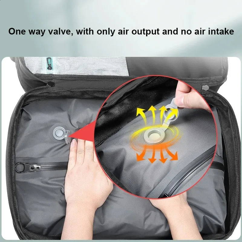 Mens large capacity expandable airbag backpack 156inch waterproof laptop vacuum storage travel 240813