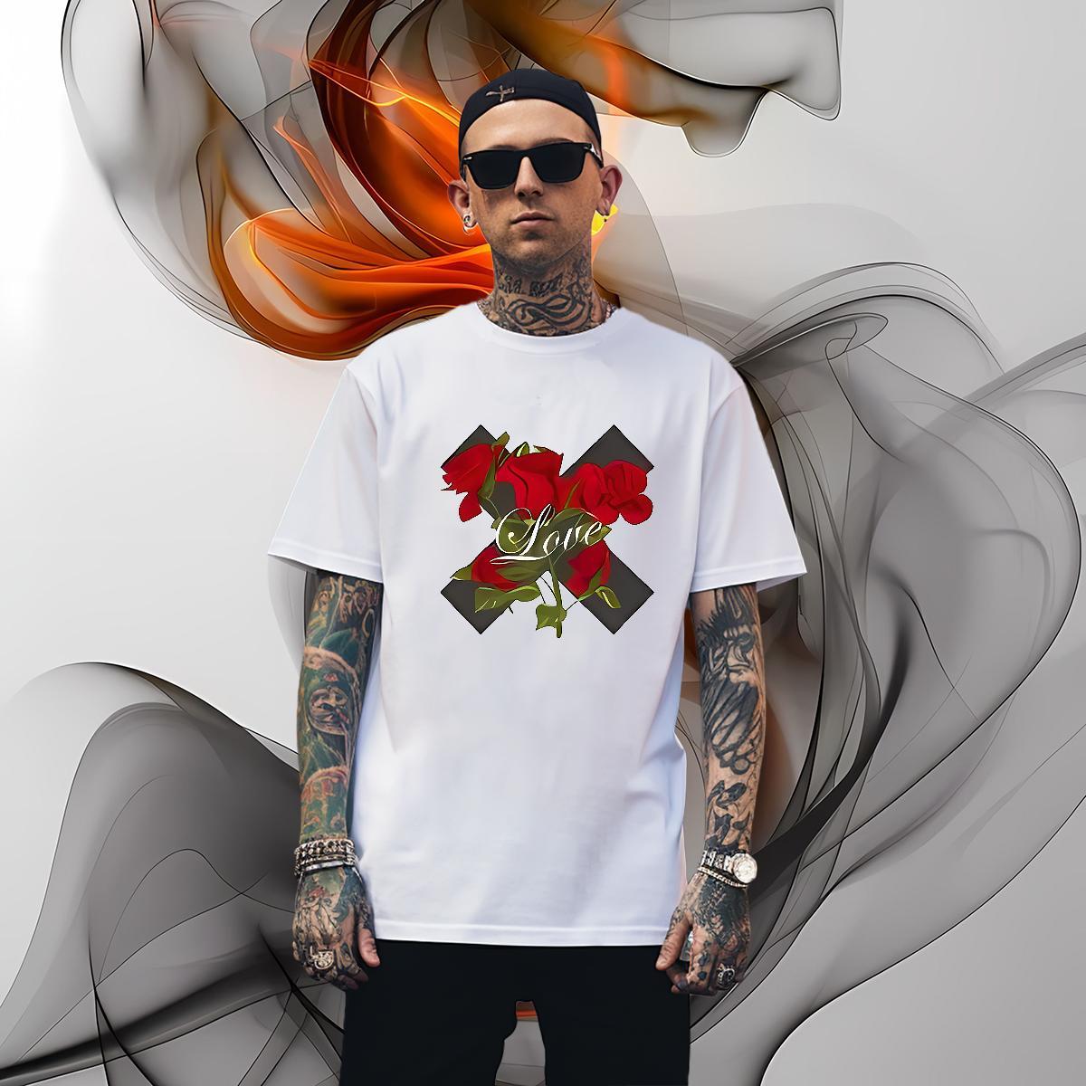 Loose letter T Shirts Men Casual Men Tshirts 230g Pure Cotton 2024 New Breathable Soft Customized Print Top Tees