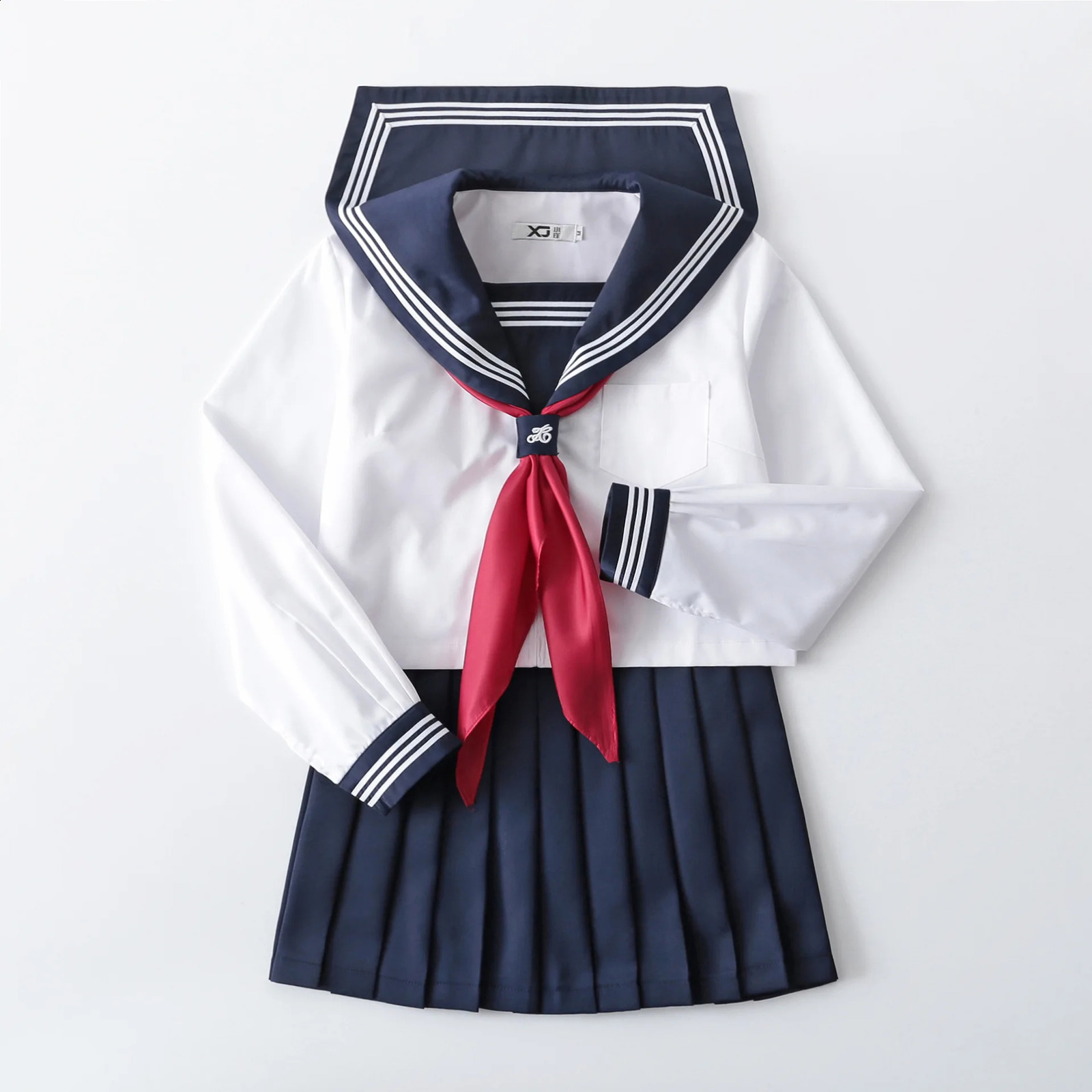 Japanese JK Suit Three Lines Woman School Uniform High Sailor Navy Cosplay Costumes Student Girls Pleated Skirt 240812
