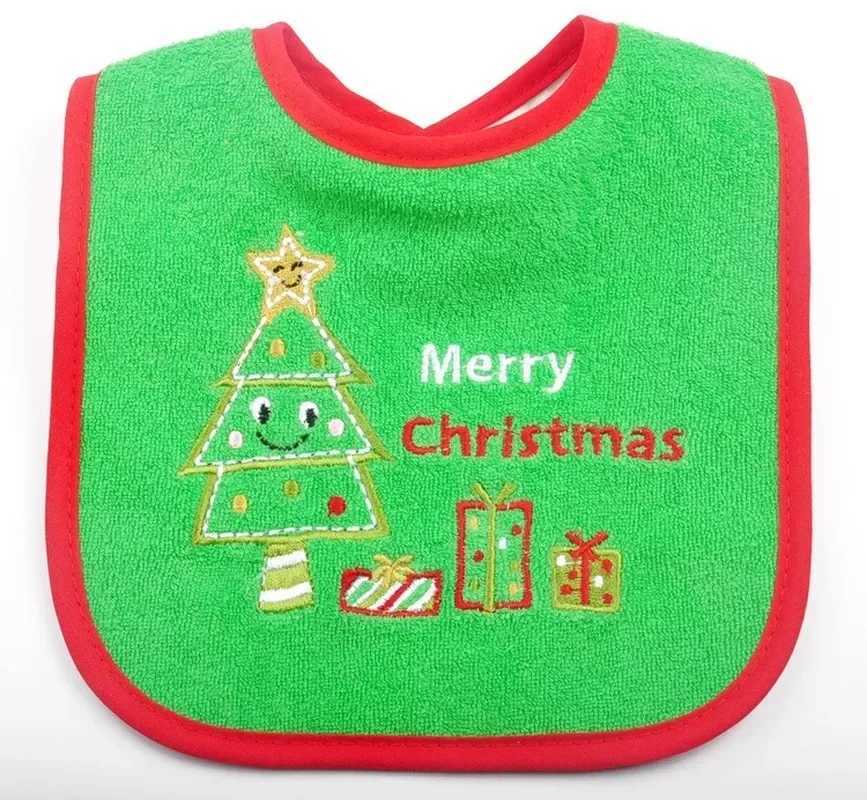 Bibs Burp Cloths Waterproof Christmas Baby Bibs Round Neck Burp Cloths Santa Elk Christmas Tree Pattern Infant Saliva Towel Xmas Kids Gift ApronL4812